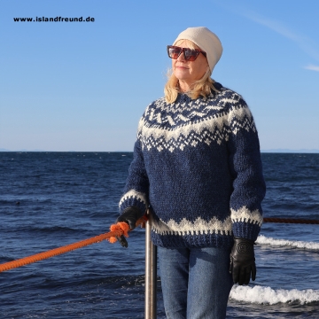 Handgestrickter Islandpullover - Blau