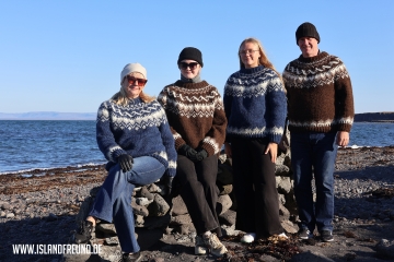 Handgestrickter Islandpullover - Blau