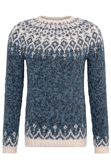 Handgestrickter Islandpullover - Nordur - Blau