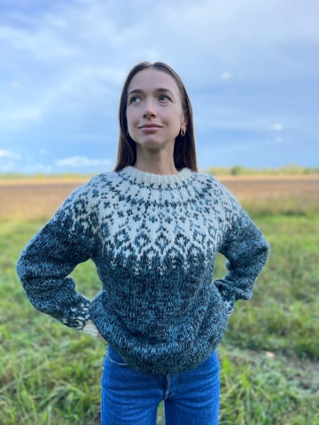 Handgestrickter Islandpullover - Nordur - Blau