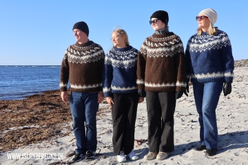 Handgestrickter Islandpullover - Braun-Weiß