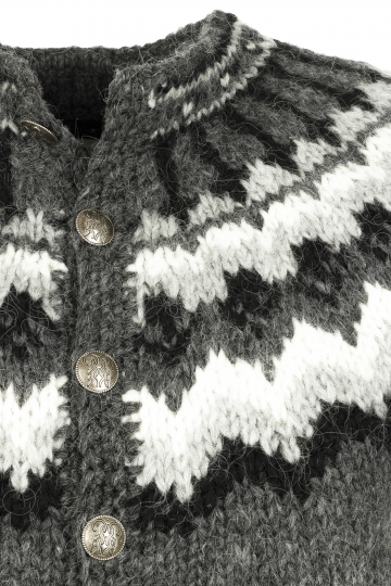 Handknitted Icelandic Cardigan with buttons - grey