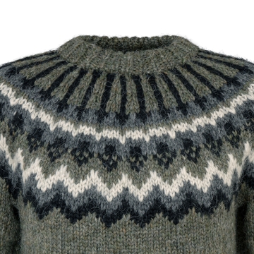 Islandpullover Unisex - Handgestrickt - Grau-Grün