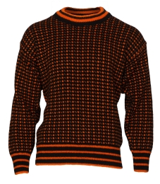 Norweger Wollpullover - Farbkombination orange / schwarz